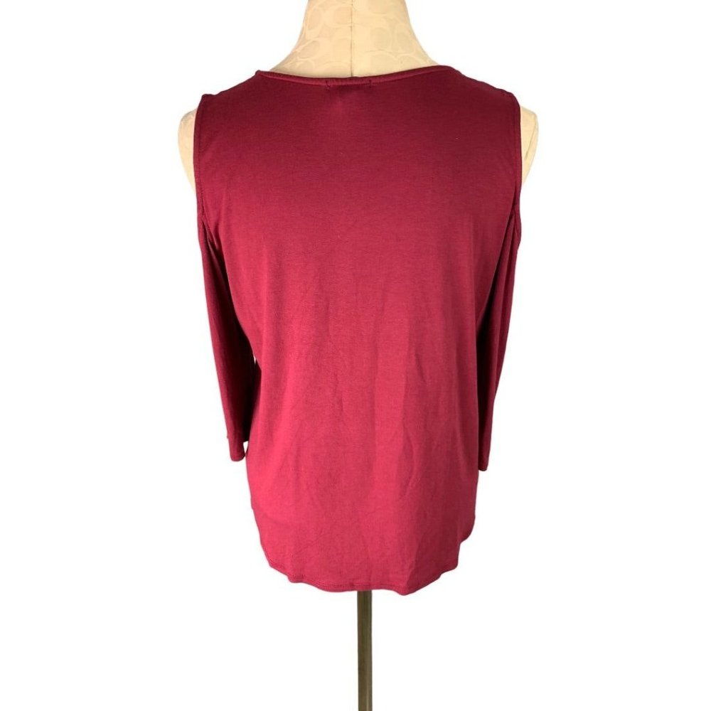 Small‎ Halogen Women's Cold Shoulder Top Pullover Raspberry Color - Picture 5 of 6